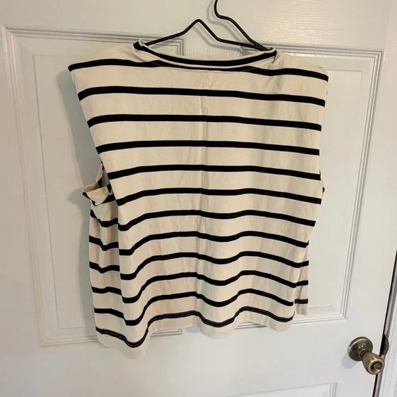 Gibson Latimer Striped Sleeveless Top Women’s Medium Black Cream - Picture 4 of 6